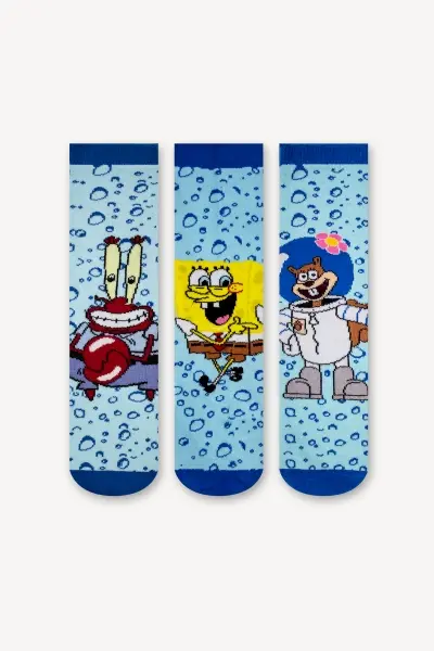 3'lü Sponge Bob Çocuk Çorap Set